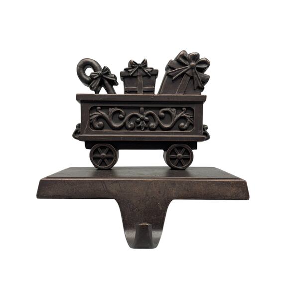 Santa Train Christmas Stocking Holders Hangers Mantle Black Metal Set Of 4 - Picture 6 of 13